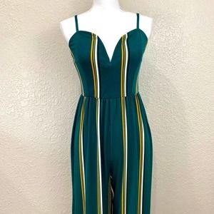 Express Green Striped Jumpsuit, Size S, EUC
